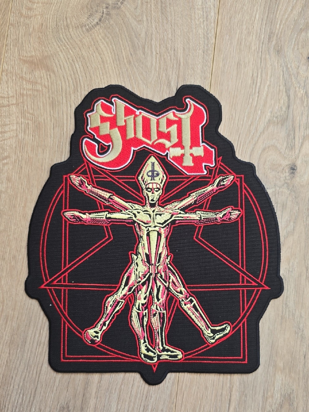 Ghost Band Crest Patch - Black, Red & Gold